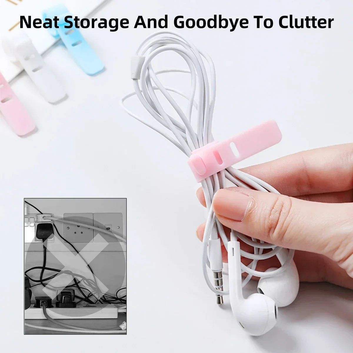 Phone Cable Organizer Earphone Clip Charger Cord Management 3 Hole