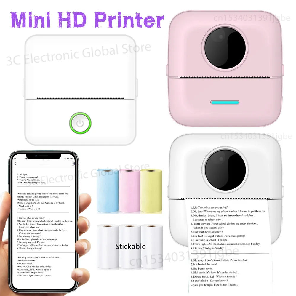 Portable Thermal Printer Mini Impresora Portatil Adhesive Label