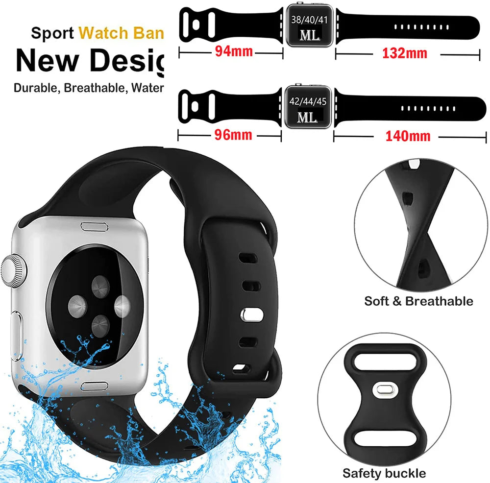 Silicone sport band For apple watch Ultra 49mm series 9-8-7 41mm 45mm